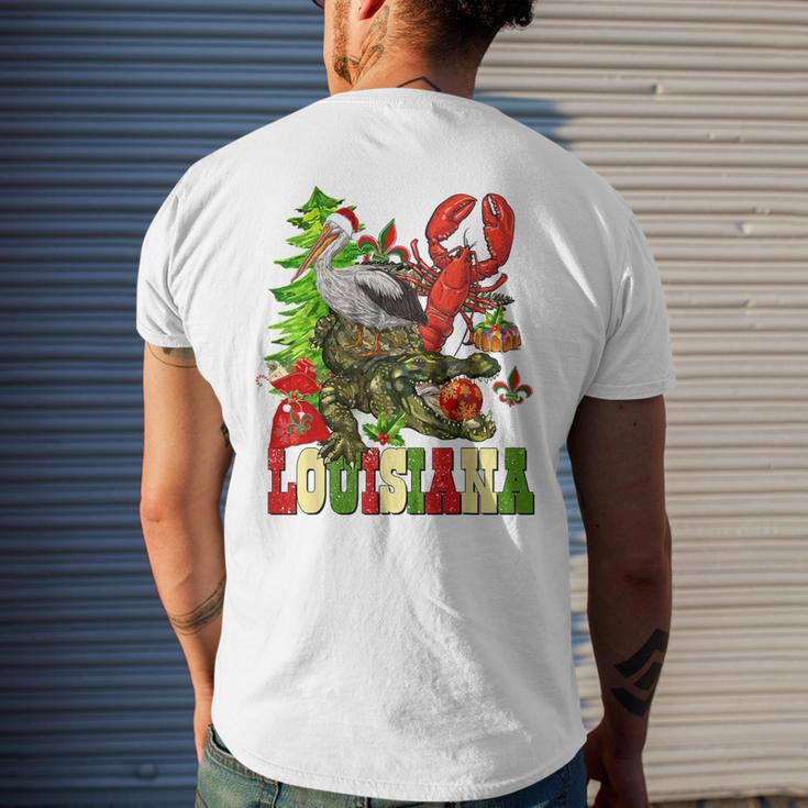 Louisiana Cajun Christmas Crawfish Pelican Alligator Xmas Men's T-shirt Back Print Gifts for Him