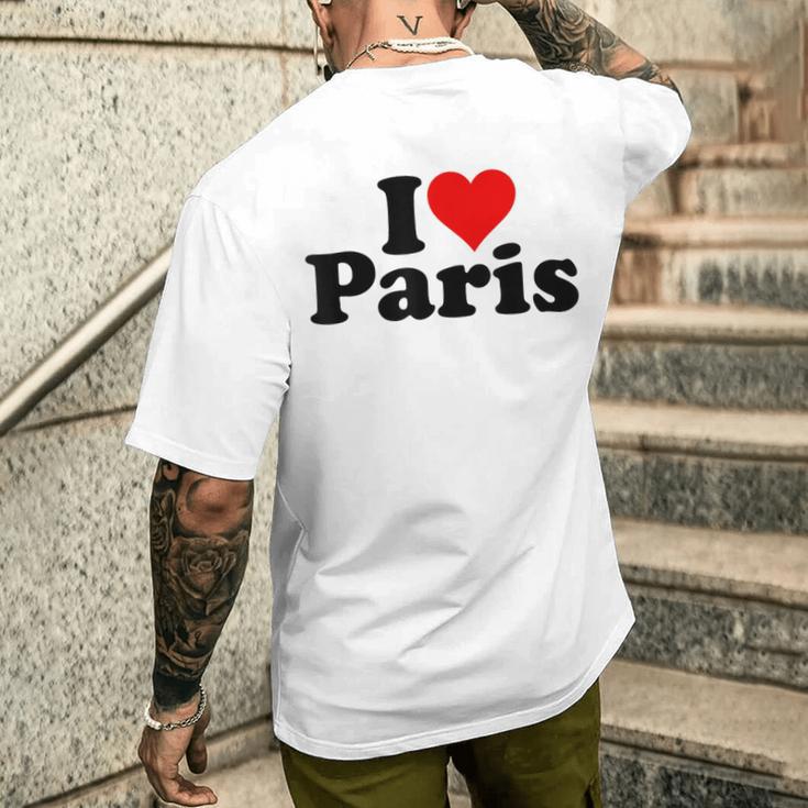 I Love Heart Paris France T-Shirt mit Rückendruck Geschenke für Ihn