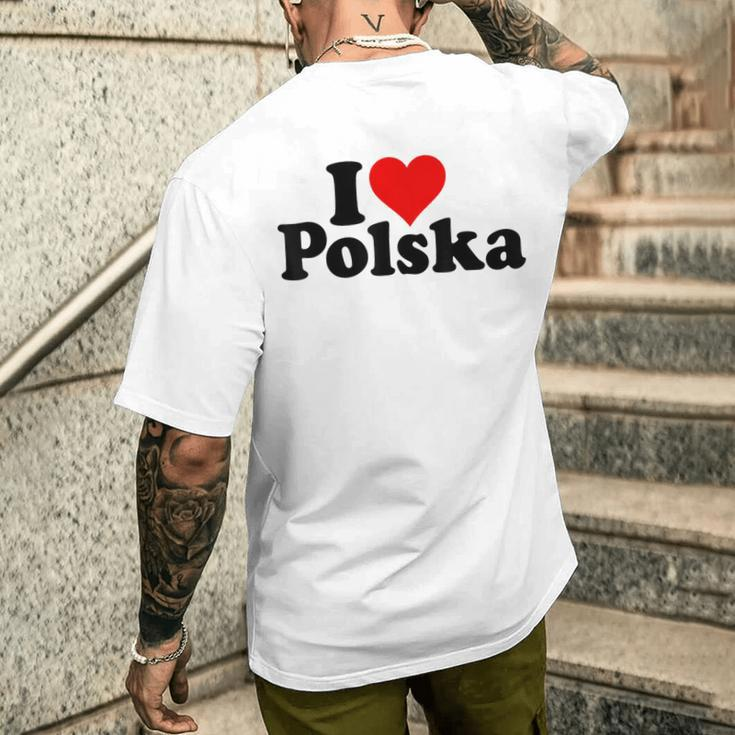 I Love Heart Polska Poland T-Shirt mit Rückendruck Geschenke für Ihn