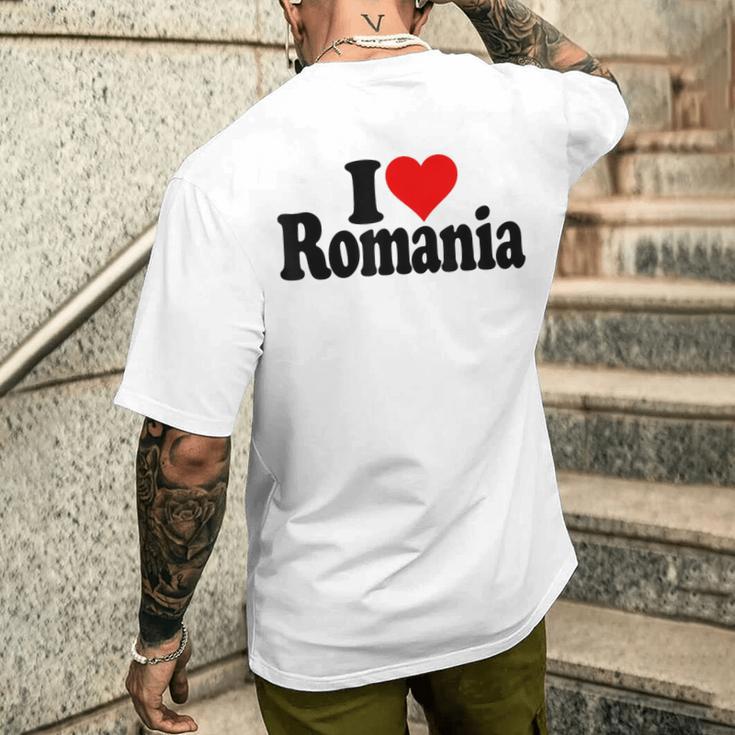 I Love Heart Rumänien Rumänische Kultur T-Shirt mit Rückendruck Geschenke für Ihn