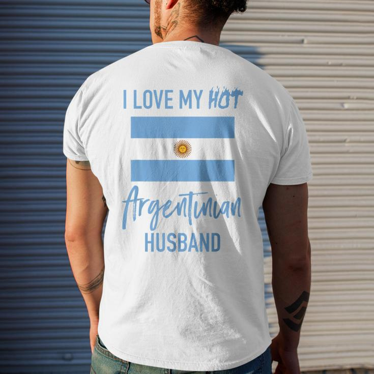 I Love My Hot Argentinian Husband Wife Mens Back Print T-shirt Gifts for Him