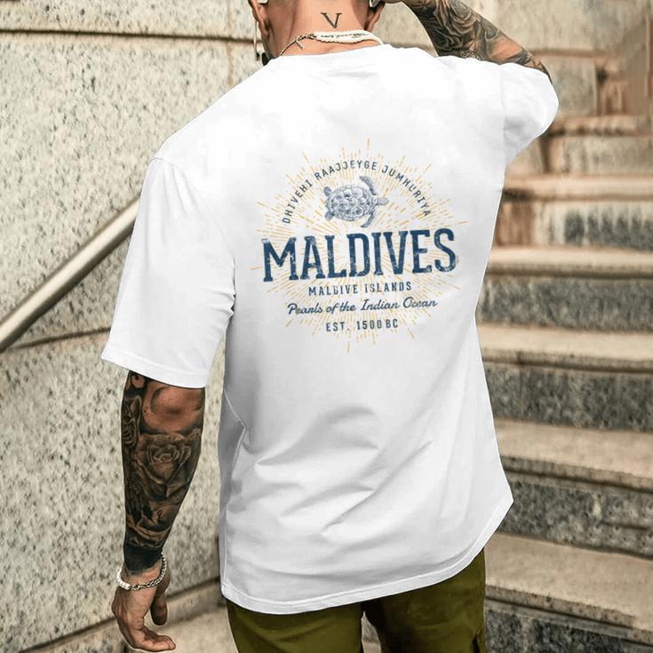 Maldives Retro Style Vintage Maldives White S T-Shirt mit Rückendruck Geschenke für Ihn