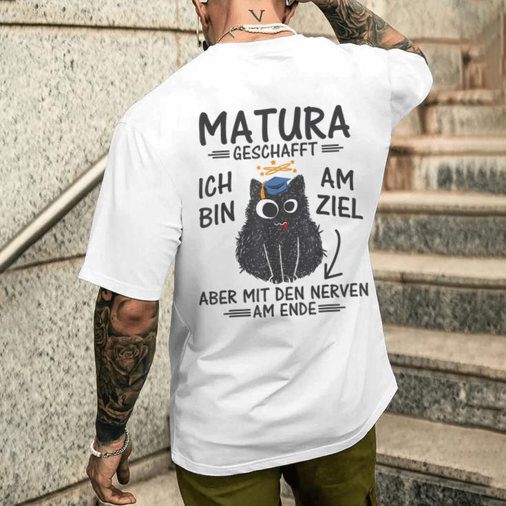 Matura Abschluss Katze Matura Abschied Matura Geschafft T-Shirt mit Rückendruck Geschenke für Ihn