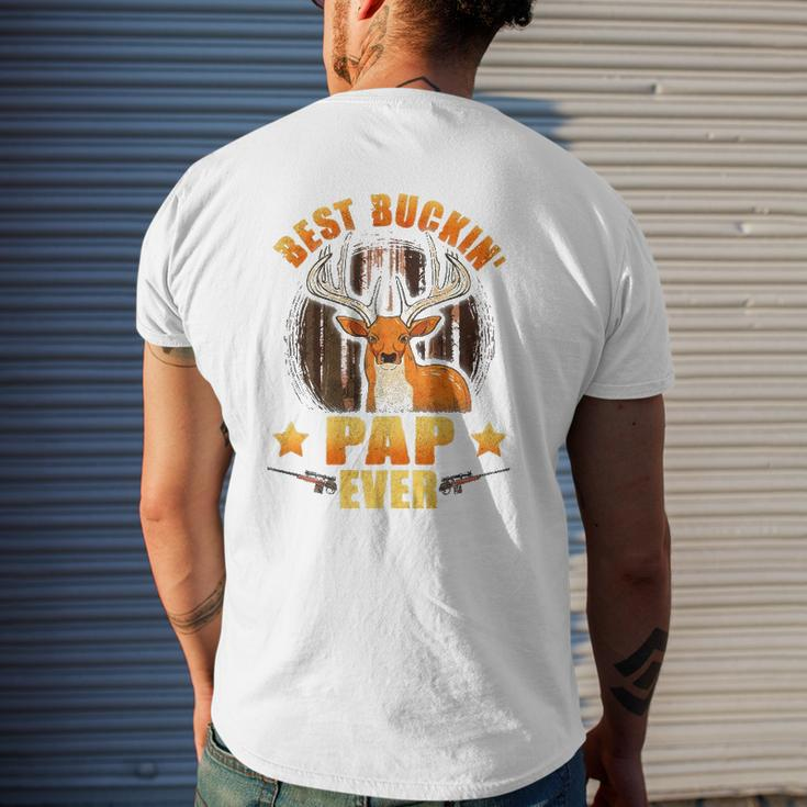 Mens Best Buckin' Pap Ever Deer Hunting Father's Day Mens Back Print T-shirt Gifts for Him