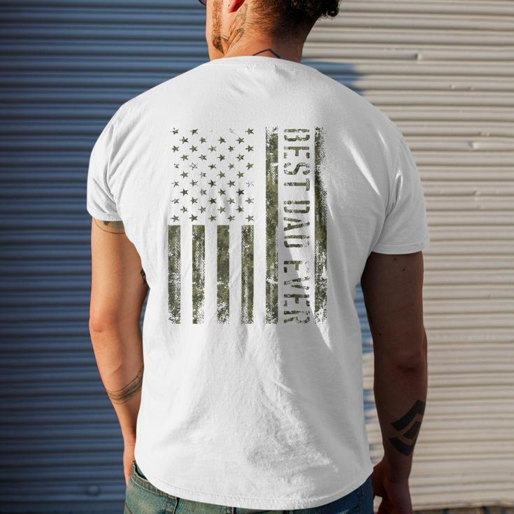 Mens Best Dad Ever American Flag Camofor Fathers Day Mens Back Print T-shirt Gifts for Him