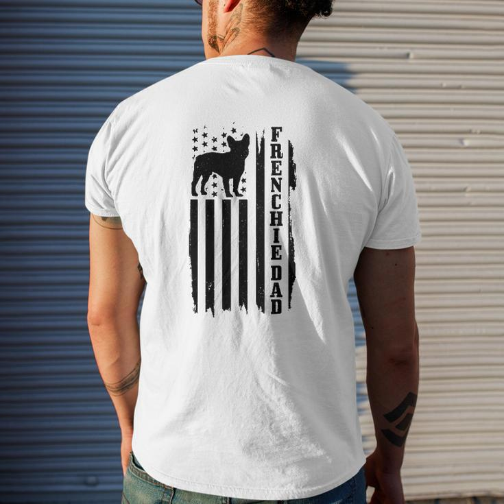 Mens Frenchie Dad Vintage American Flag Patriotic French Bulldog Mens Back Print T-shirt Gifts for Him