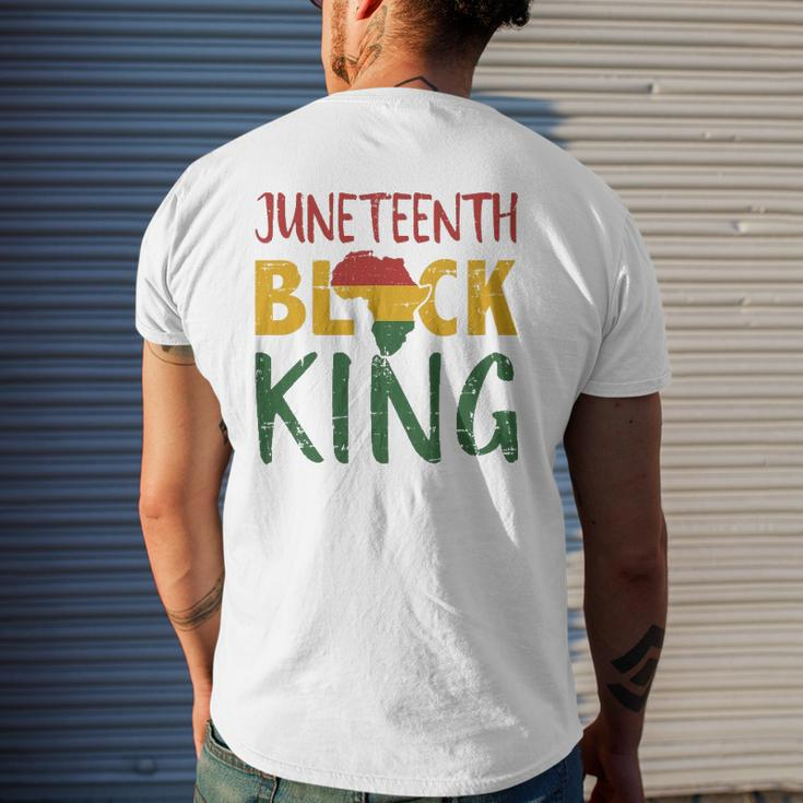 Mens Juneteenth Black King In African Flag Colors For Afro Pride Mens Back Print T-shirt Gifts for Him