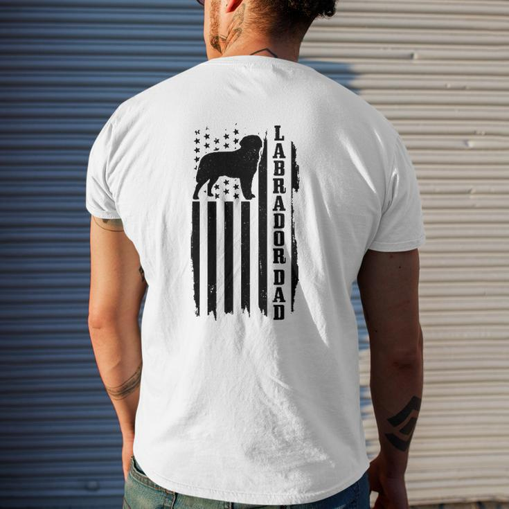 Mens Lab Dad Vintage American Flag Patriotic Labrador Lab Dog Mens Back Print T-shirt Gifts for Him