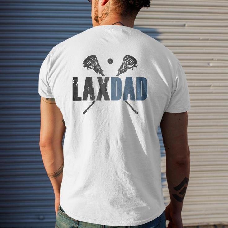 Mens Lax Dad Lacrosse Player Father Parent Coach Vintage Mens Back Print T-shirt Gifts for Him