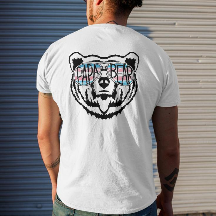 Mens Trans Papa Bear Proud Dad Ally Transgender Rainbow Pride Mens Back Print T-shirt Gifts for Him