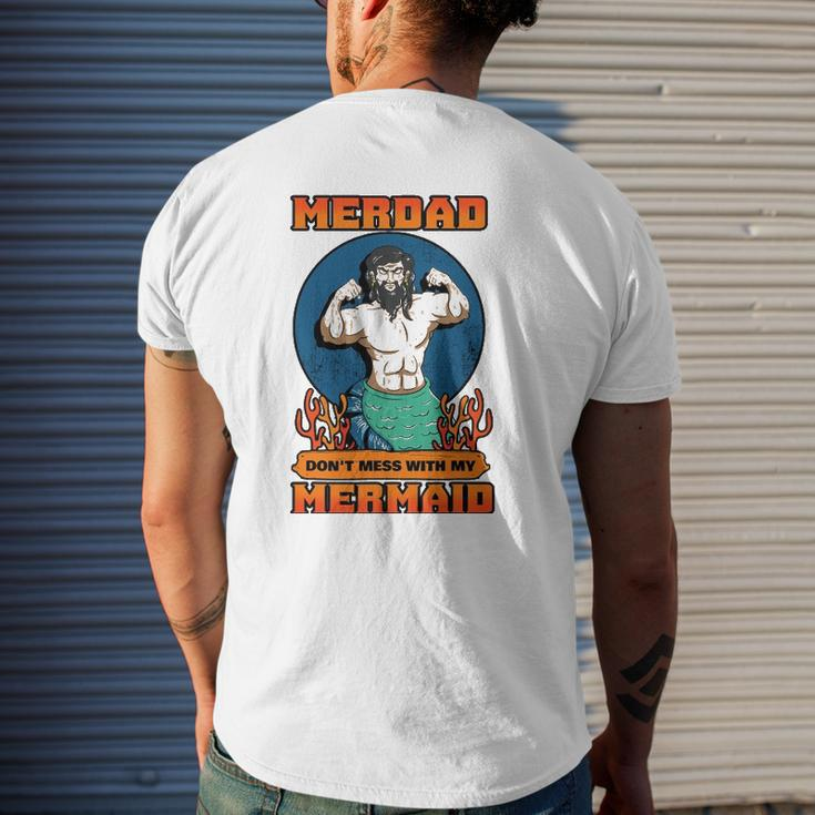 Merdad Don't Mess With My Mermaid Merman Father Idea Mens Back Print T-shirt Gifts for Him