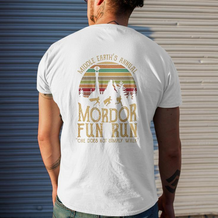 Middle Earth's Annual Mordor Fun Run One Does Not Simply Walk Mens Back Print T-shirt Gifts for Him