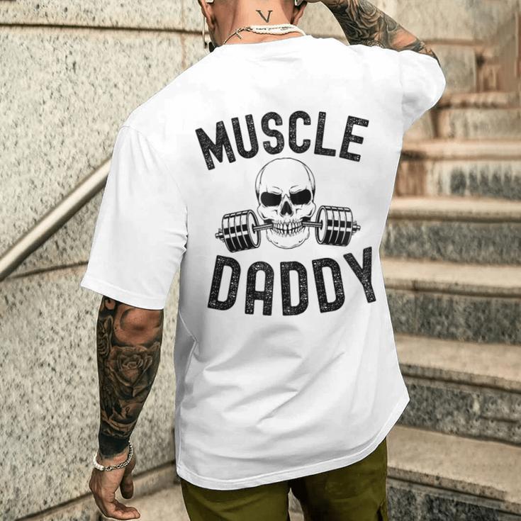 Muscle Daddy Gewichtheber Skelett Langhantel Papa Workout Kapuzenjacke T-Shirt mit Rückendruck Geschenke für Ihn