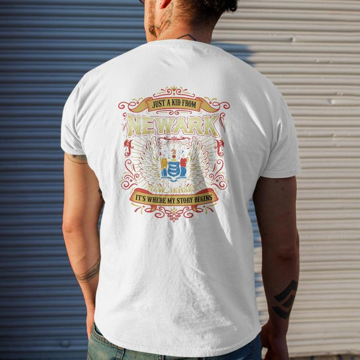 Newark New Jersey Mens Back Print T-shirt Gifts for Him