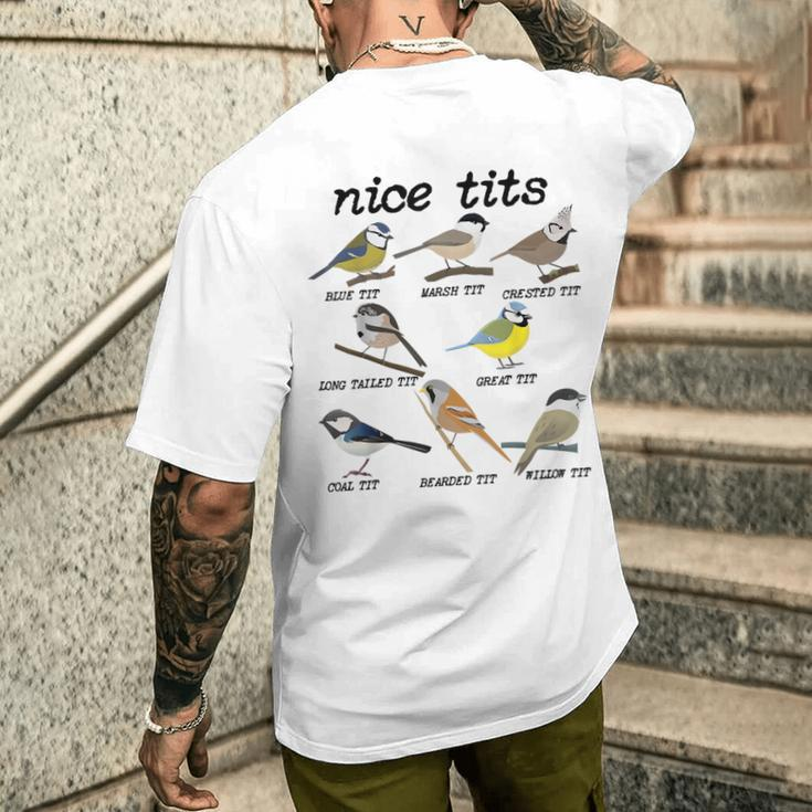 Nice Tits Bird Watching Tit Birds Birdwatcher Men's T-shirt Back Print Gifts for Him