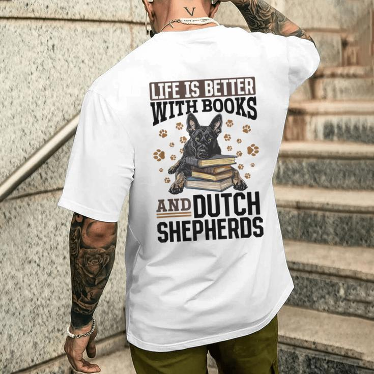 Niederländischer Schäferhund Das Leben Ist Besser Mit Büchern Und Holländisch T-Shirt mit Rückendruck Geschenke für Ihn