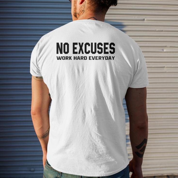 No Excuses Work Hard Everyday Motivational Gym Workout Mens Back Print T-shirt Gifts for Him