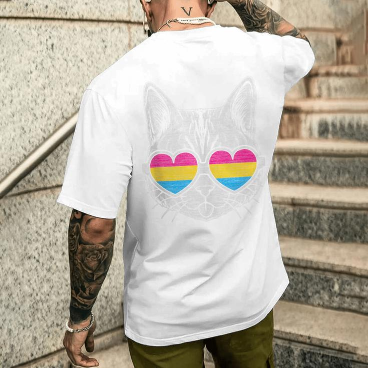 Pansexual Cat With Glasses Lgbt Pride Men's T-shirt Back Print Gifts for Him
