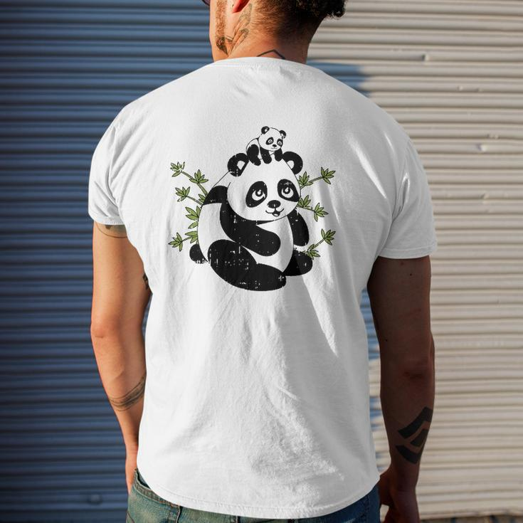 Papa Bear Panda Dad Baby Daddy Tee Cute Father's Day Mens Back Print T-shirt Gifts for Him