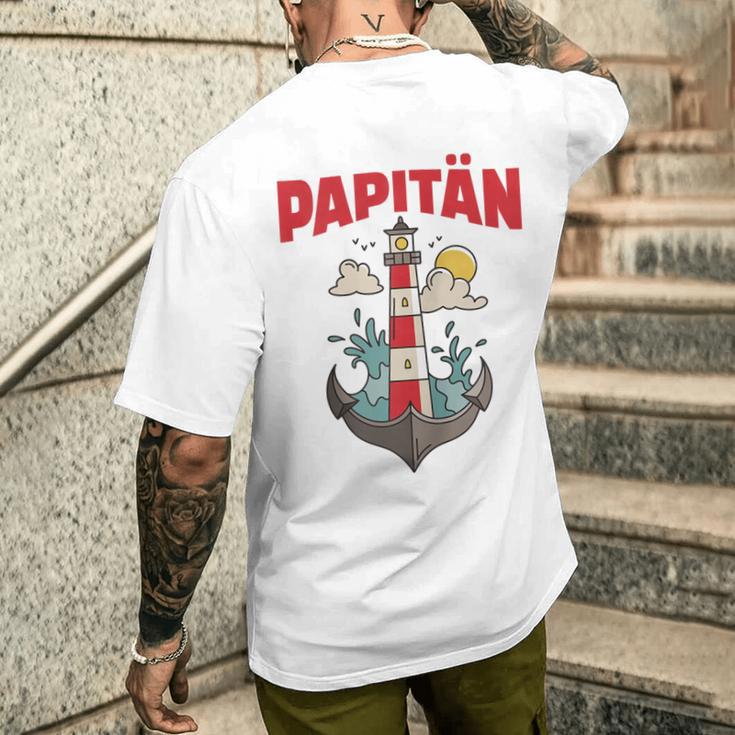 Papitänatertag Bester Papa Anker Leuchtturm Norden Kapitän Kapuzenjacke T-Shirt mit Rückendruck Geschenke für Ihn