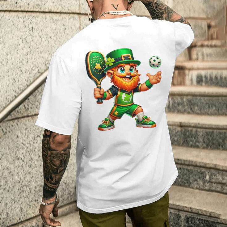 Pickleball Leprechaun St Patrick's Day Pickleball Player Men's T-shirt Back Print Gifts for Him