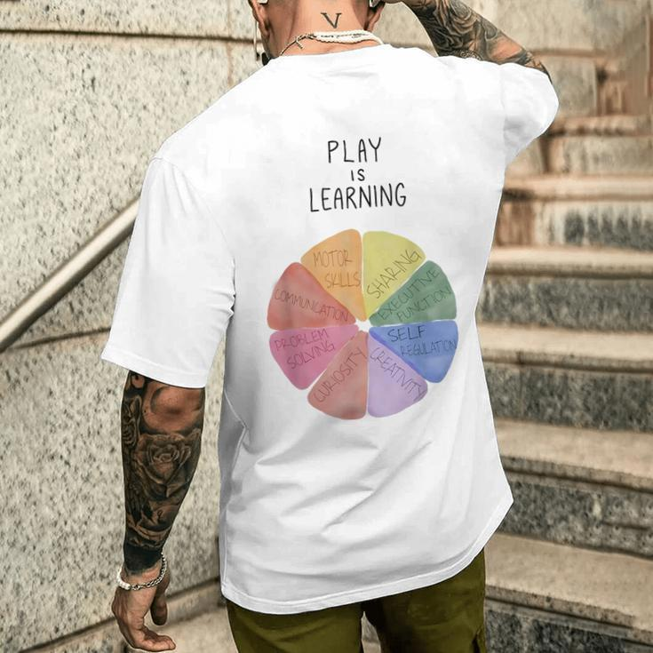 Play Is Learning Teacher Men's T-shirt Back Print Gifts for Him