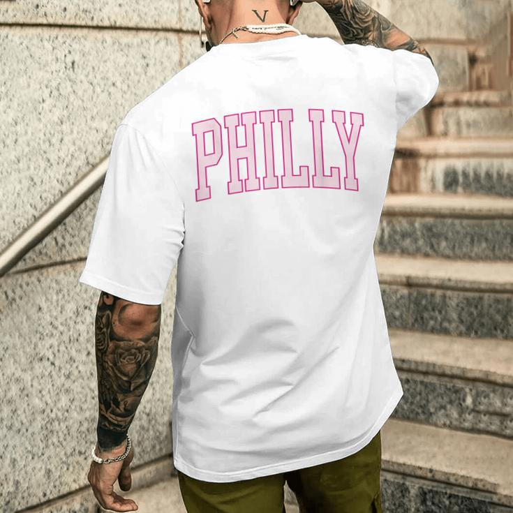 Preppy Varsity Pink Philly Philadelphia Pennsylvania Pa Men's T-shirt Back Print Funny Gifts