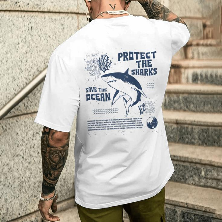 Protect The Local Sharks Scuba Diving Save The Ocean Men's T-shirt Back Print Gifts for Him