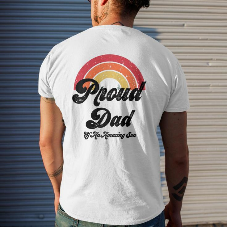 Proud Dad Of A Gay Son Lgbtq Ally Free Dad Hugs Bi Mens Back Print T-shirt Gifts for Him