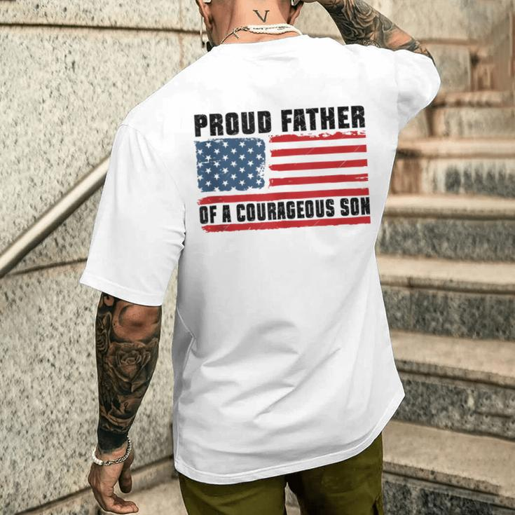 Proud Father Of A Courageous Son Happy Father's Day Men's T-shirt Back Print Gifts for Him