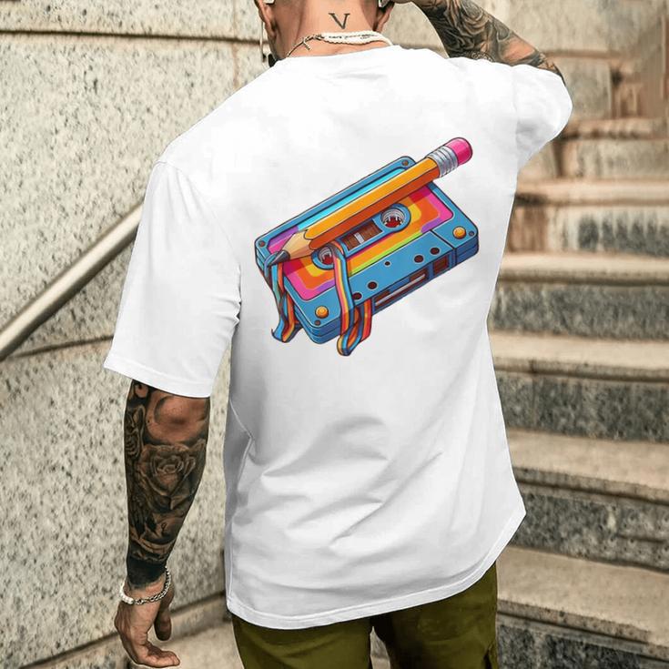 Retro 80Er 90Er Jahre Party Verkleidung Kassette T-Shirt mit Rückendruck Geschenke für Ihn