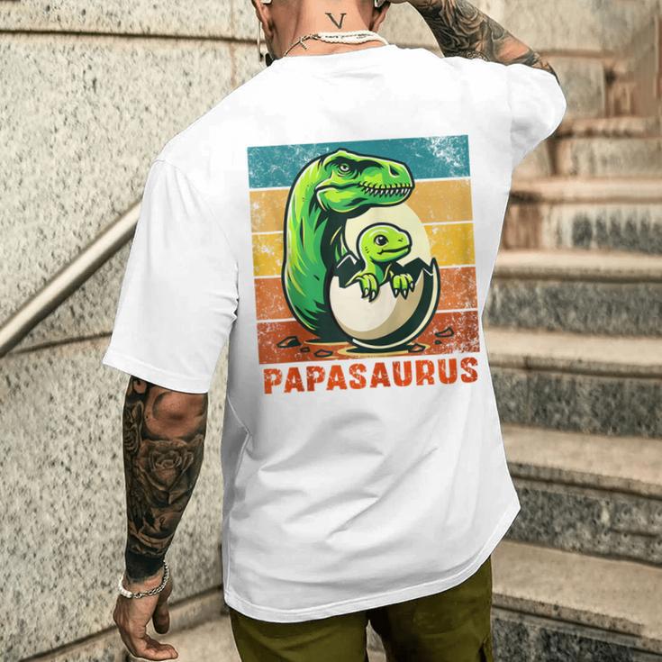 Retro Papasaurusatertag Bester Papa T-Rex Papa Dinosaur Kapuzenjacke T-Shirt mit Rückendruck Geschenke für Ihn