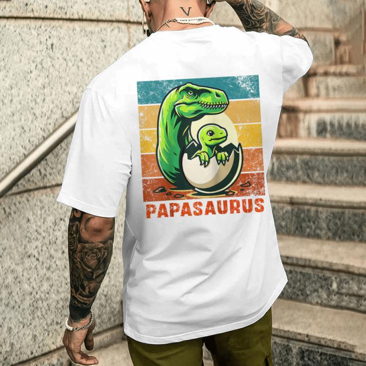 Retro Papasaurusatertag Bester Papa T-Rex Papa Dinosaur Raglan T-Shirt mit Rückendruck Geschenke für Ihn