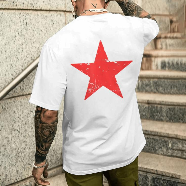 Retro Red Star Distressed Revolution Vintage Retro Men's T-shirt Back Print Gifts for Him