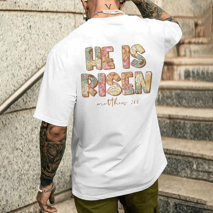 He Is Risen Easter Spring Florals Men's T-shirt Back Print Gifts for Him