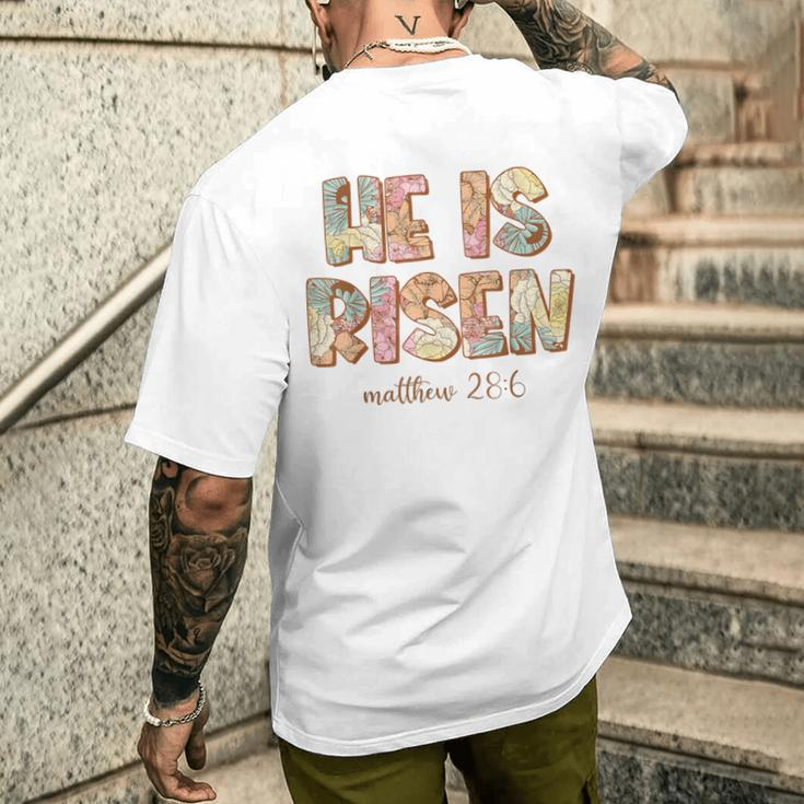 He Is Risen Easter Sublimation Spring Florals Matthew 286 Men's T-shirt Back Print Gifts for Him
