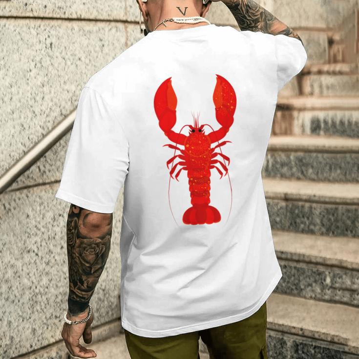 Rotes Hummer-Design Herren Kurzärmliges Herren-T-Kurzärmliges Herren-T-Shirt in Weiß, Lustiges Meeresfrüchte Tee Geschenke für Ihn