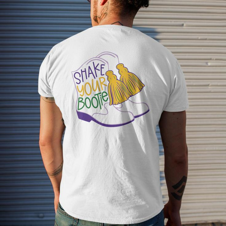 Shake Your Bootie Mardi Gras Bead Boot Carnival Celebration Men's T-shirt Back Print Gifts for Him