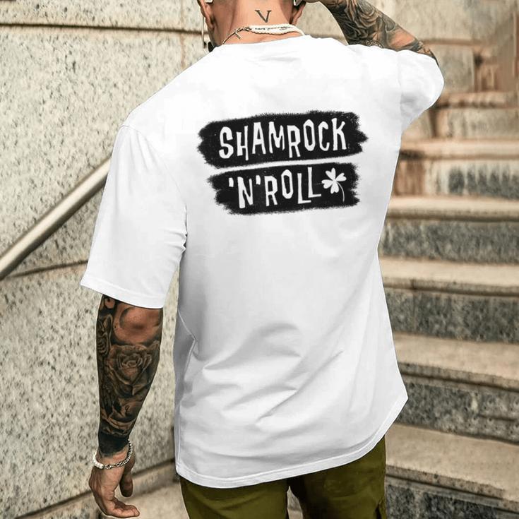 Shamrock’N’Roll Distressed St Patrick’S Day Quote Men's T-shirt Back Print Funny Gifts