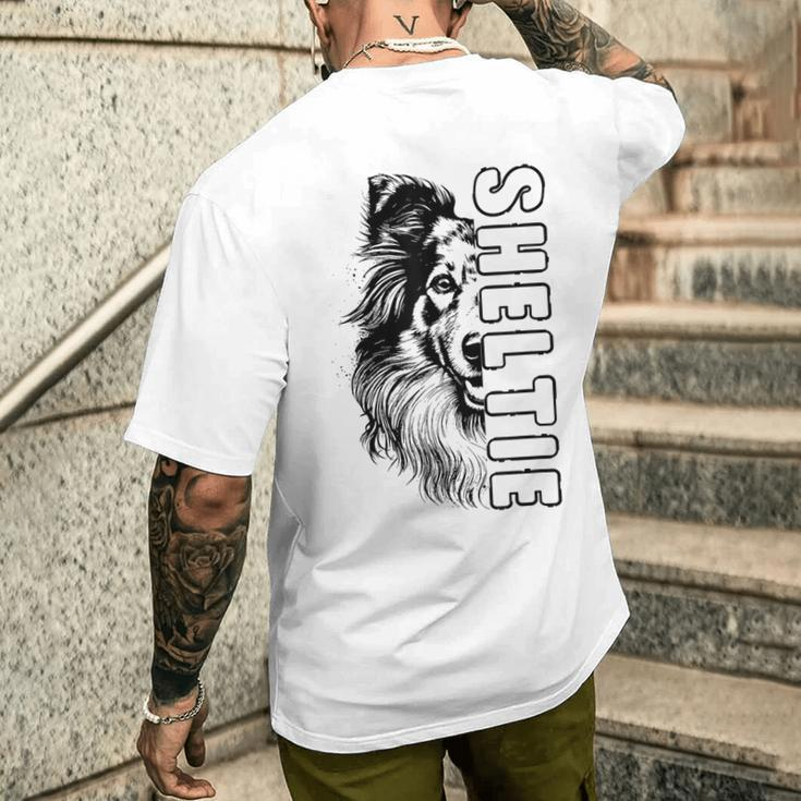 Sheltie Hund Herrchen Frauchen Hunde T-Shirt mit Rückendruck Geschenke für Ihn