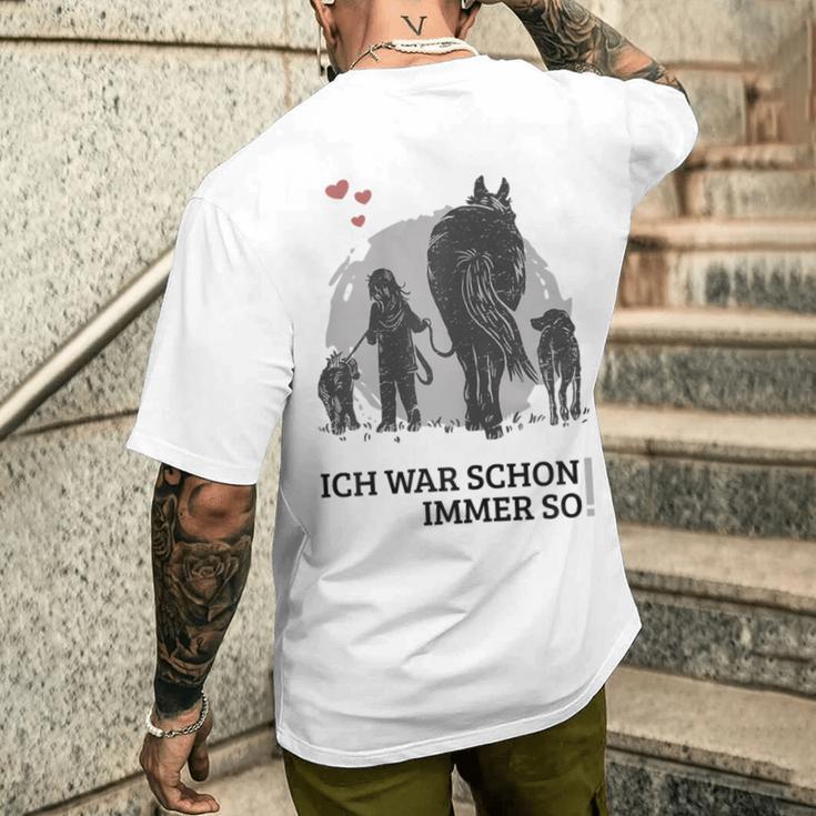 Spaziergang Pferd Hund Mädchen Pferdemensch T-Shirt mit Rückendruck Geschenke für Ihn