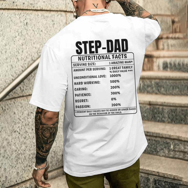 Step-Dad Nutrition Facts Fathers Day Bonus Papa Dada Men's T-shirt Back Print Gifts for Him