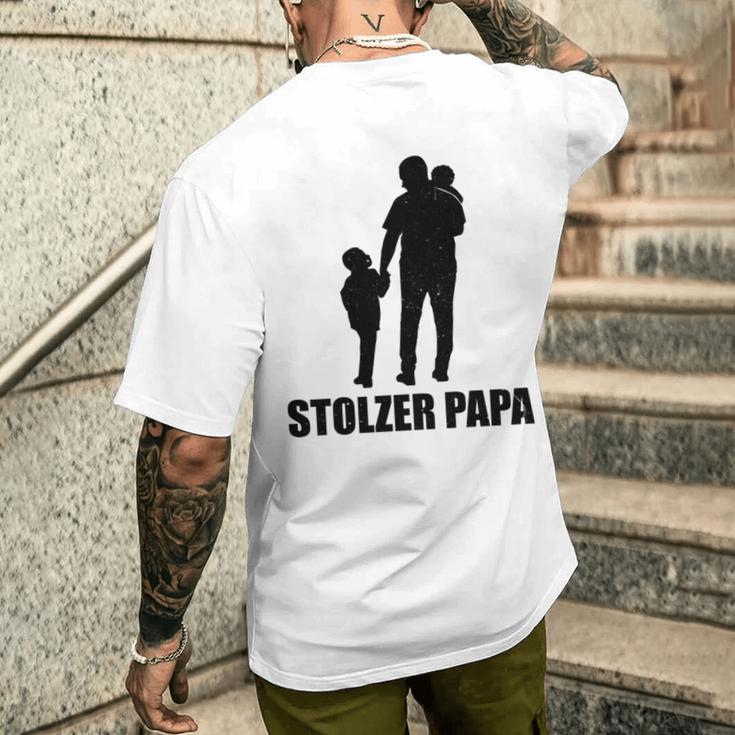 Stolzer Papa Sohn Und Tochterater Papi T-Shirt mit Rückendruck Geschenke für Ihn