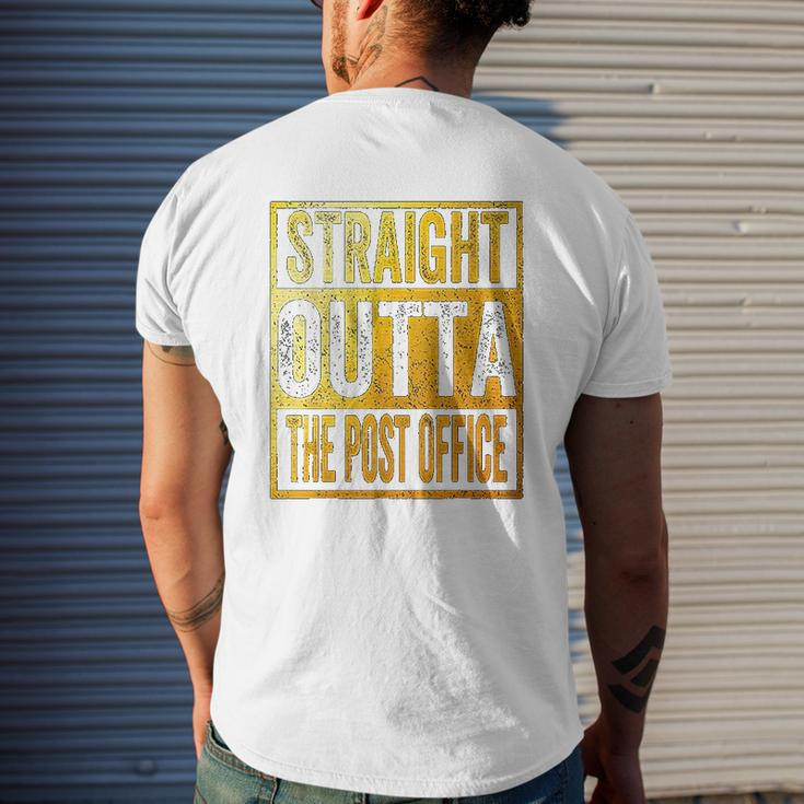 Straight Outta The Post Office Postal Service Mens Back Print T-shirt Gifts for Him