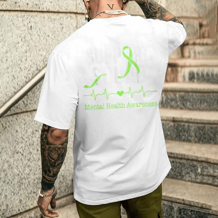 Support Squad Mental Health Awareness Green Ribbon Women Men's T-shirt Back Print Gifts for Him