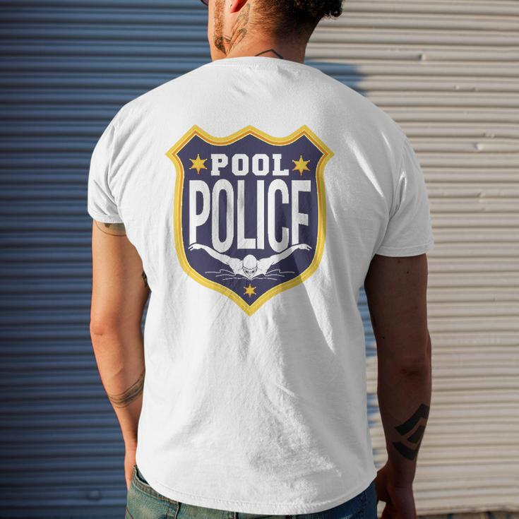 Swimming Swimmer Swim Pool Police Coach Dad Mens Back Print T-shirt Gifts for Him