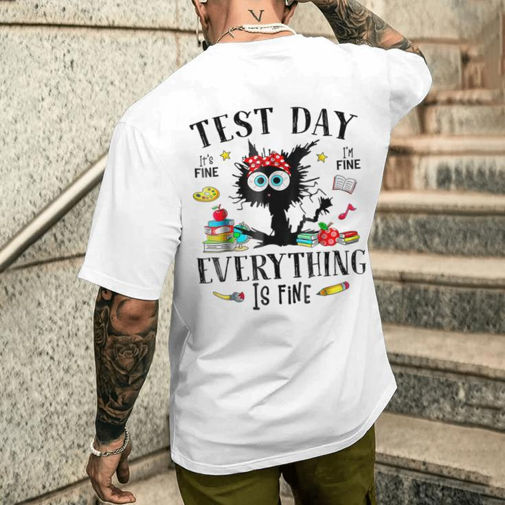 Test Day Stressed Teachers & Students Testing Cat Men's T-shirt Back Print Gifts for Him