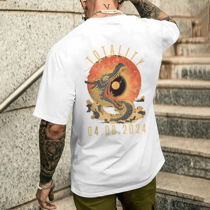 Totality 04082024 Dragon & Sun Solar Eclipse April 8 2024 Men's T-shirt Back Print Gifts for Him
