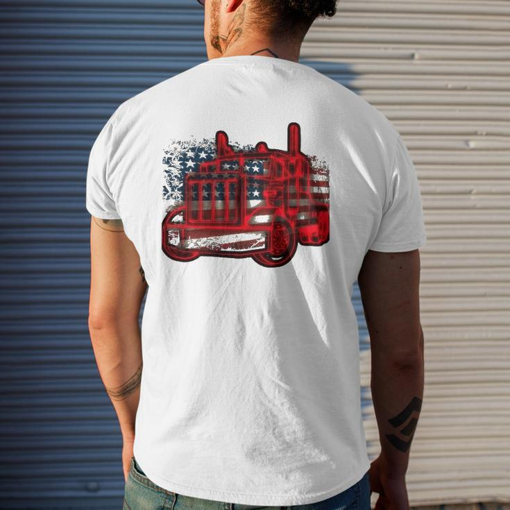 Truck Driver American Flag Trucker Semi Truck Mens Back Print T-shirt Gifts for Him