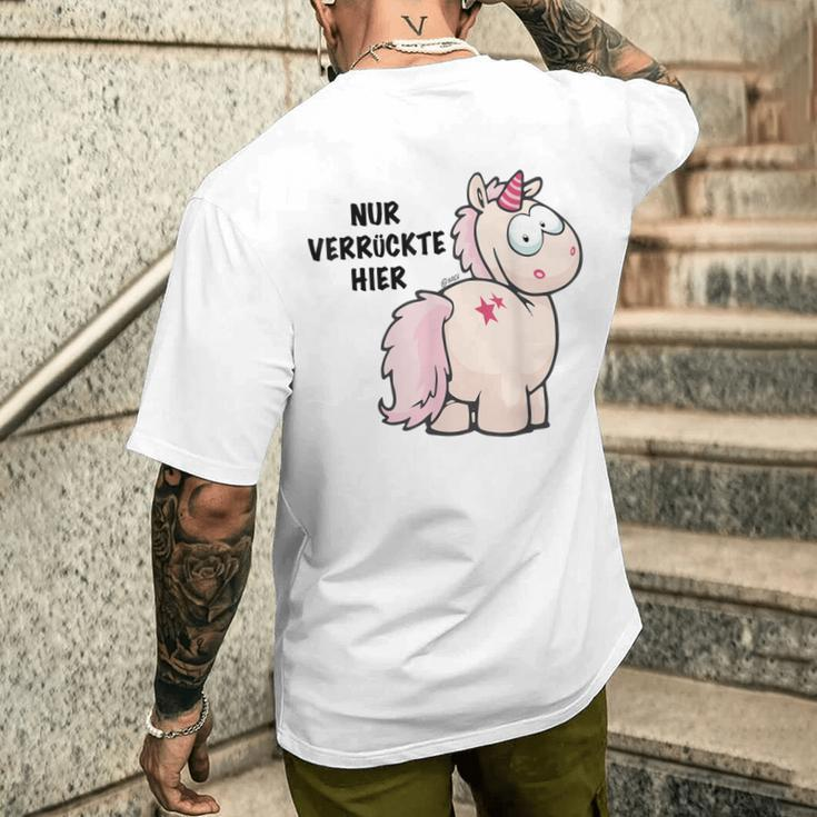 Unicorn Nur Verrückte Hier By Nici T-Shirt mit Rückendruck Geschenke für Ihn